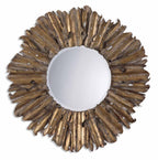 Miroir en métal martelé forgé à la main – Feuille d'or antique, biseau de 1¼", 42×42"