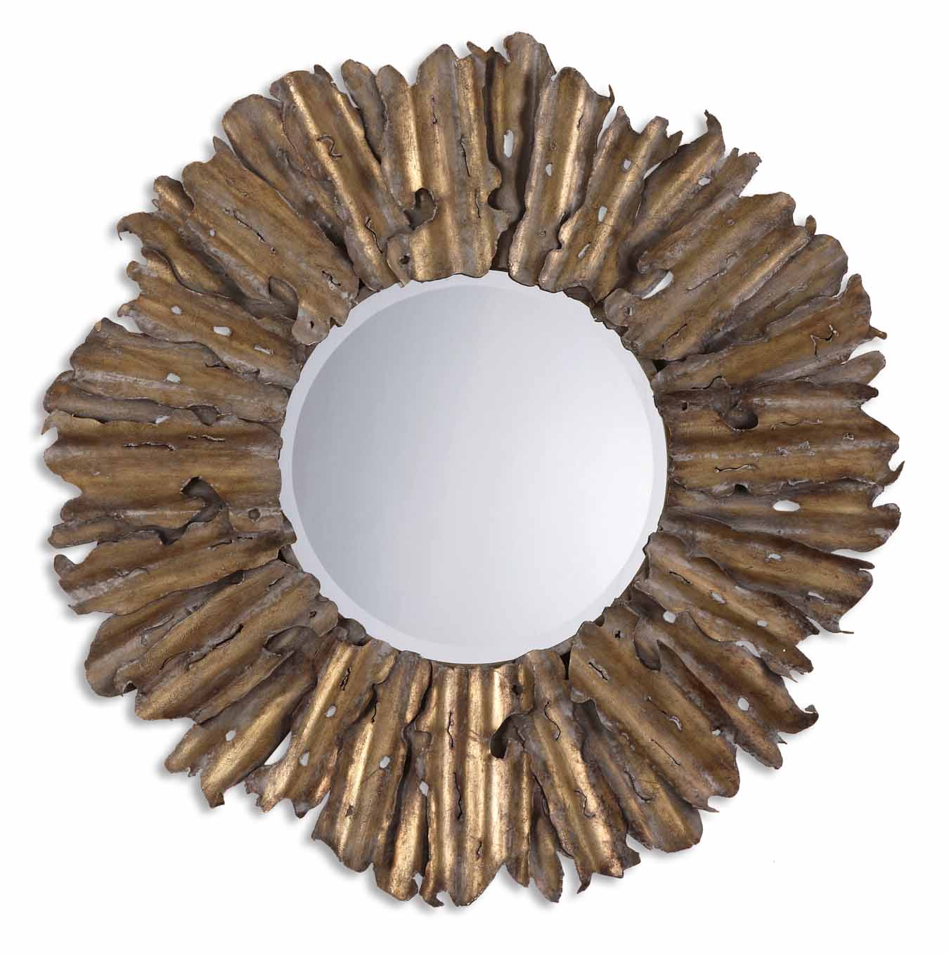 Hemani Hand-Forged Antique Gold Mirror – Hammered Metal Frame