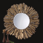 Miroir en métal martelé forgé à la main – Feuille d'or antique, biseau de 1¼", 42×42"