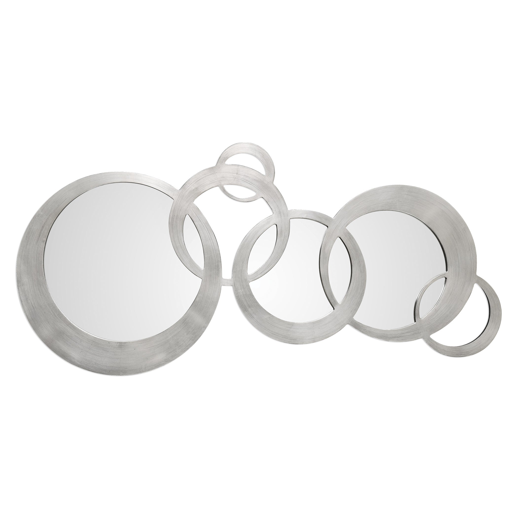 Odiana Linked Rings Silver Leaf Mirror – Contemporary Wood Frame