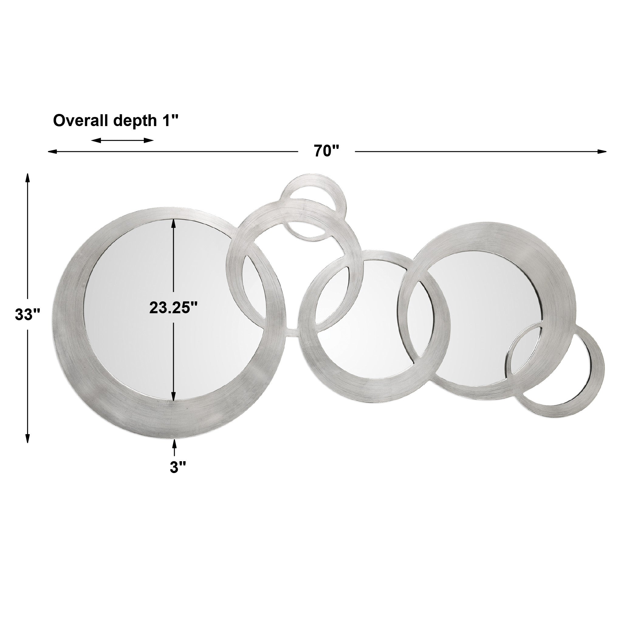 Odiana Linked Rings Silver Leaf Mirror – Contemporary Wood Frame