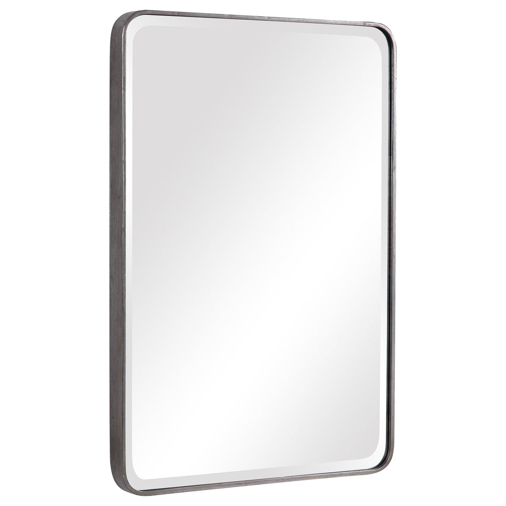 Aramis Distressed Silver Leaf Mirror – Curved Frame, 1¼" Bevel