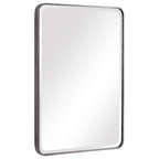Miroir à cadre de fer incurvé – Feuille d'argent vieillie, biseau de 3,18 cm, 61×91 cm