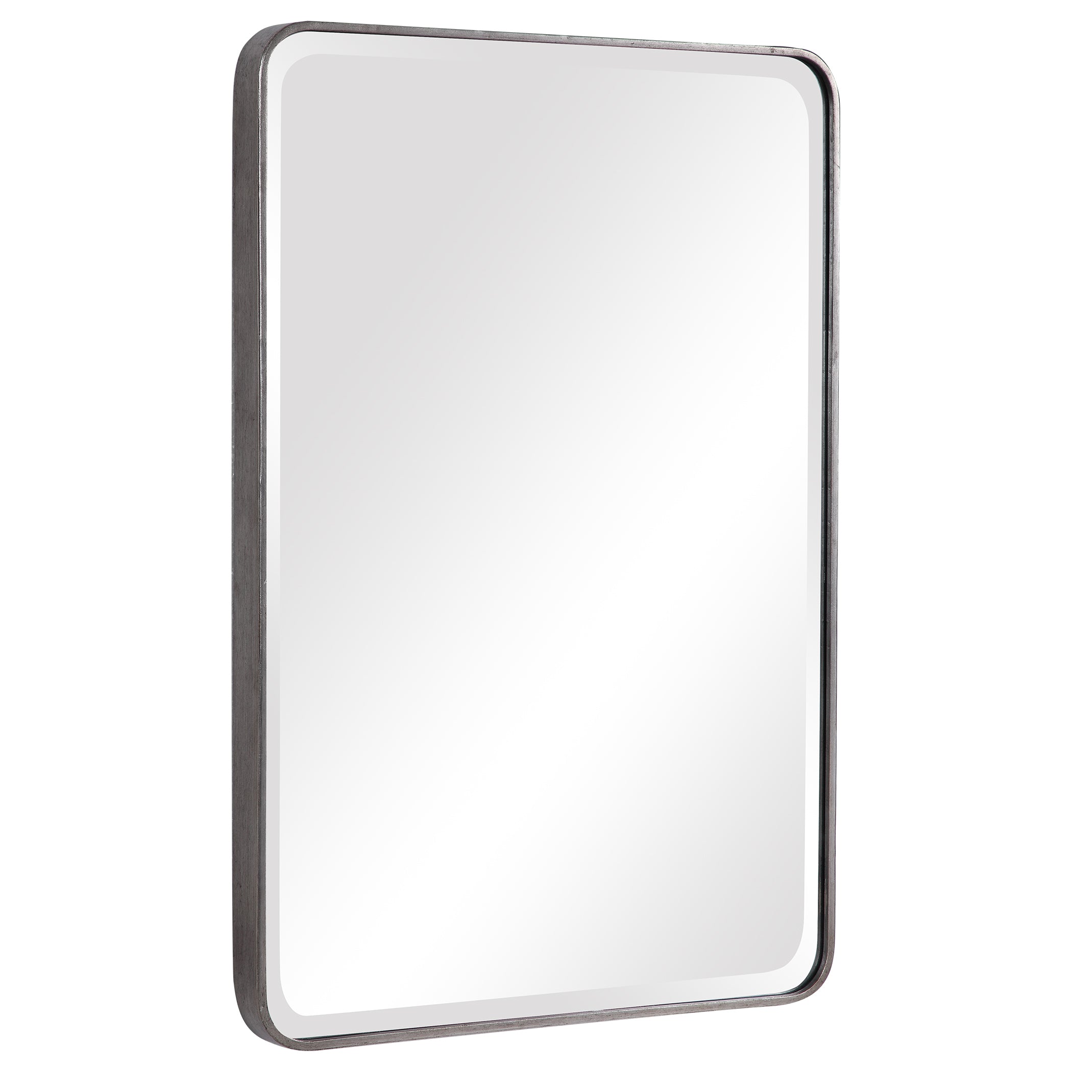 Aramis Distressed Silver Leaf Mirror – Curved Frame, 1¼" Bevel
