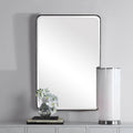 Miroir à cadre de fer incurvé – Feuille d'argent vieillie, biseau de 3,18 cm, 61×91 cm