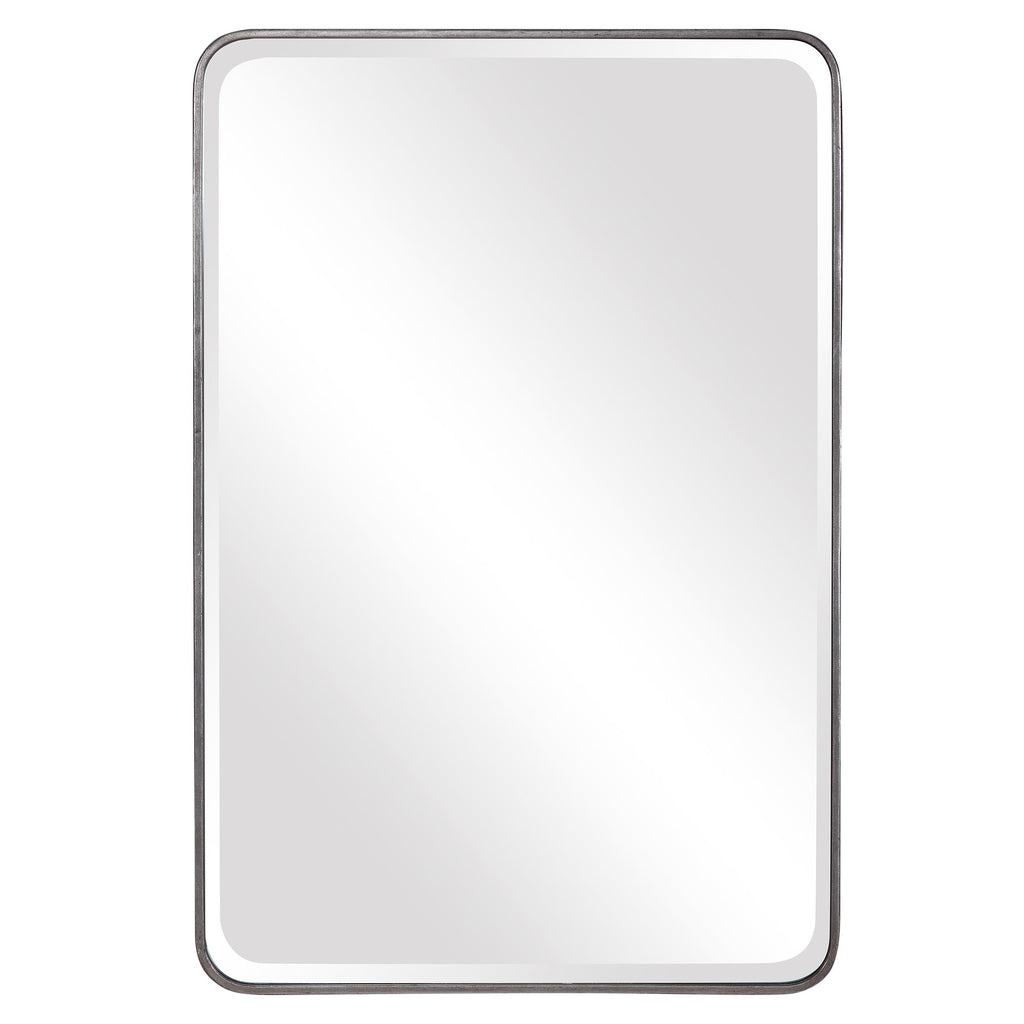 Aramis Distressed Silver Leaf Mirror – Curved Frame, 1¼" Bevel