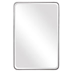 Miroir à cadre de fer incurvé – Feuille d'argent vieillie, biseau de 3,18 cm, 61×91 cm