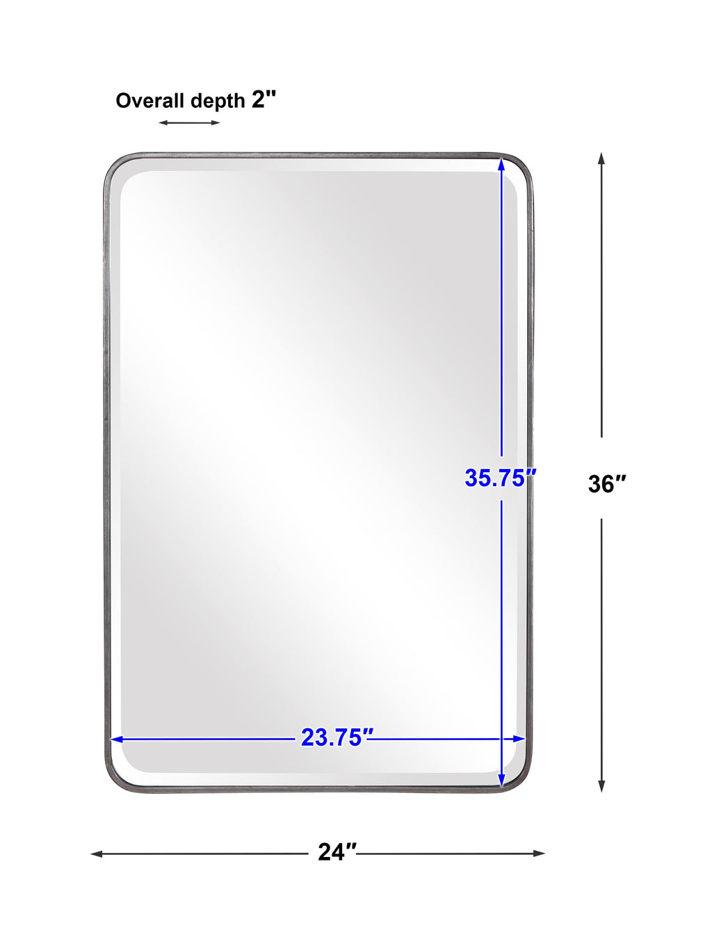 Aramis Distressed Silver Leaf Mirror – Curved Frame, 1¼" Bevel