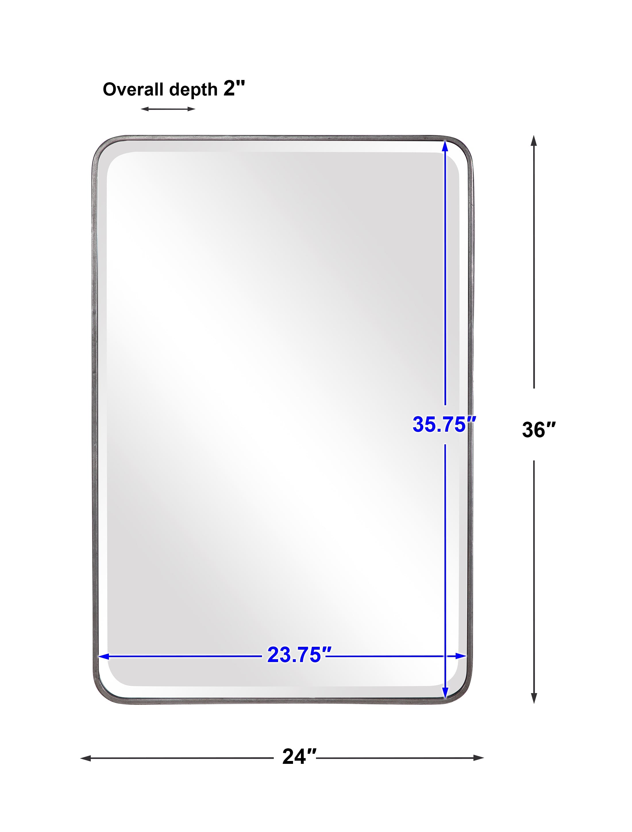Aramis Distressed Silver Leaf Mirror – Curved Frame, 1¼" Bevel