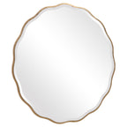 Miroir rond festonné – Cadre en bois doré vieilli, biseau de 3,2 cm, 106,7 cm