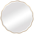 Scalloped Round Mirror – Aged Gold Wood Frame, 1¼" Bevel, 42"