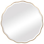 Miroir rond festonné – Cadre en bois doré vieilli, biseau de 3,2 cm, 106,7 cm