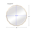 Miroir rond festonné – Cadre en bois doré vieilli, biseau de 3,2 cm, 106,7 cm
