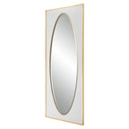 Grand miroir sur pied – Blanc et feuille d'or, design classique élégant, 32×80"