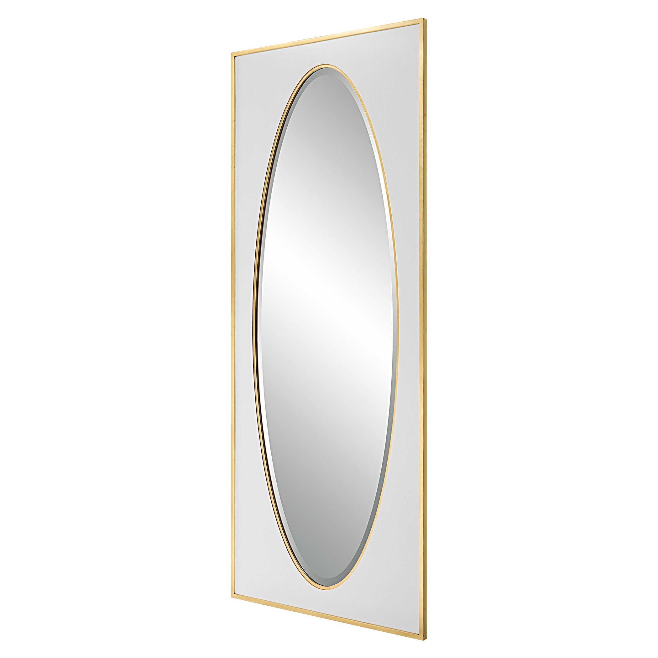 Danbury White & Gold Leaf Tall Mirror – Classic Elegant Design