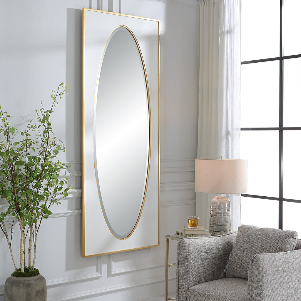 Danbury White & Gold Leaf Tall Mirror – Classic Elegant Design