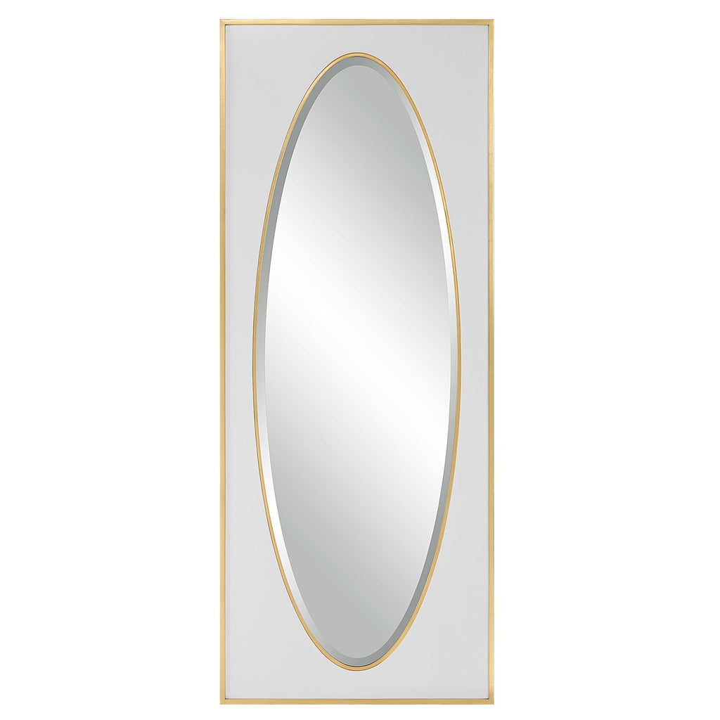 Danbury White & Gold Leaf Tall Mirror – Classic Elegant Design