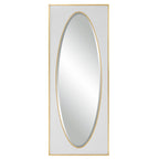Grand miroir sur pied – Blanc et feuille d'or, design classique élégant, 32×80"