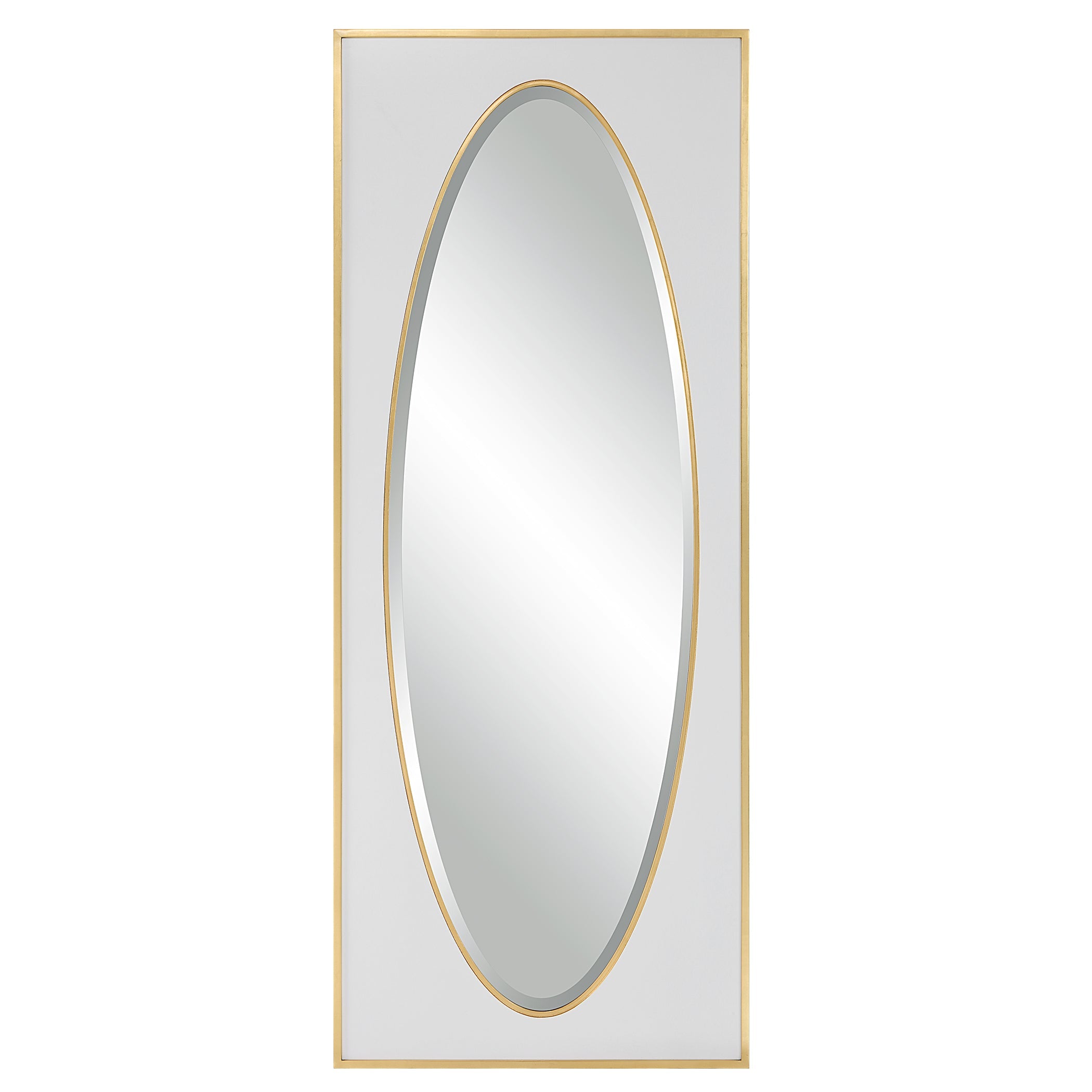 Danbury White & Gold Leaf Tall Mirror – Classic Elegant Design