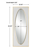 Grand miroir sur pied – Blanc et feuille d'or, design classique élégant, 32×80"