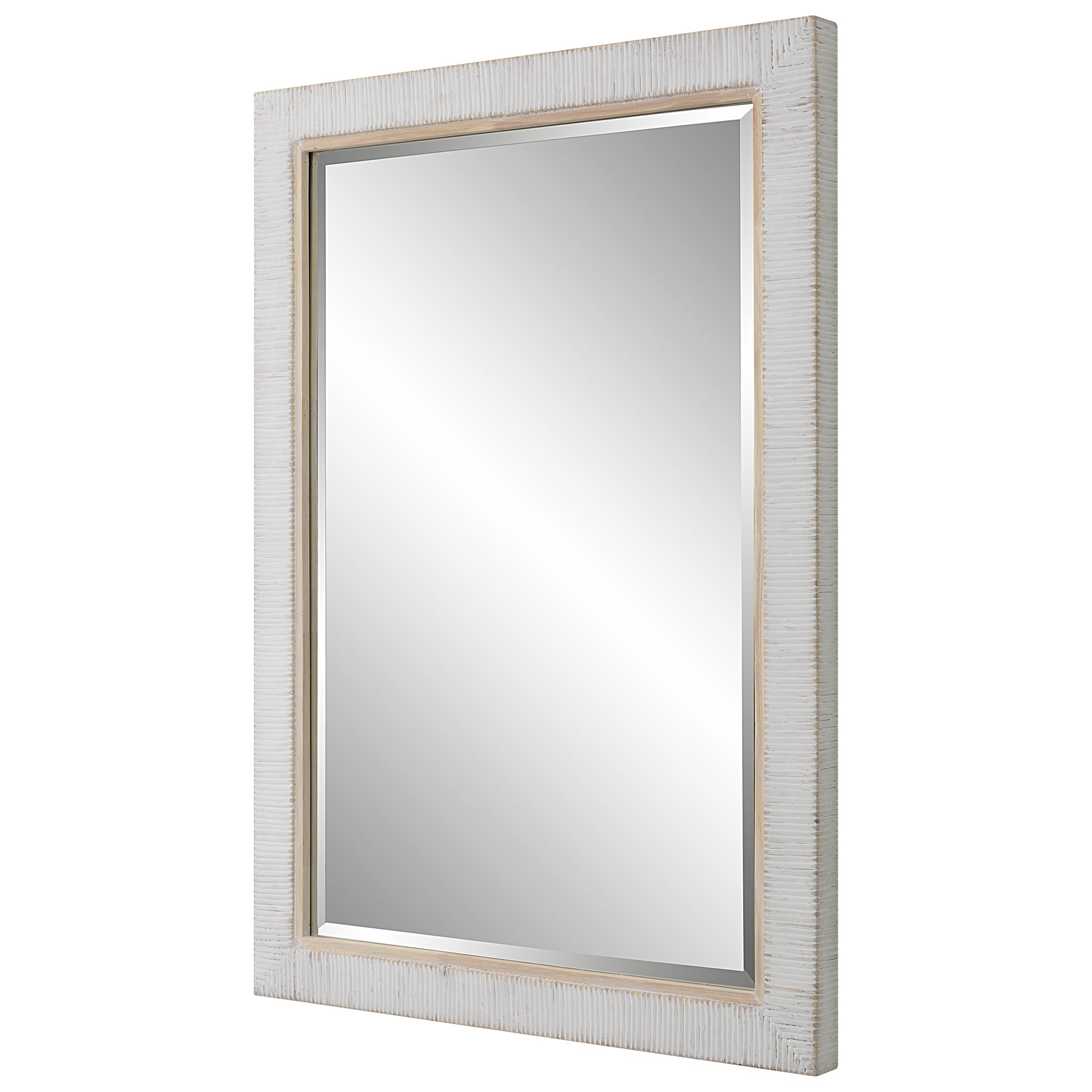 Cape Whitewashed Rattan Mirror – Coastal Style, Oak Inner Liner