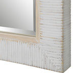 Miroir en rotin Coastal – Cadre blanchi, Doublure intérieure en chêne, Biseau de 3,2 cm
