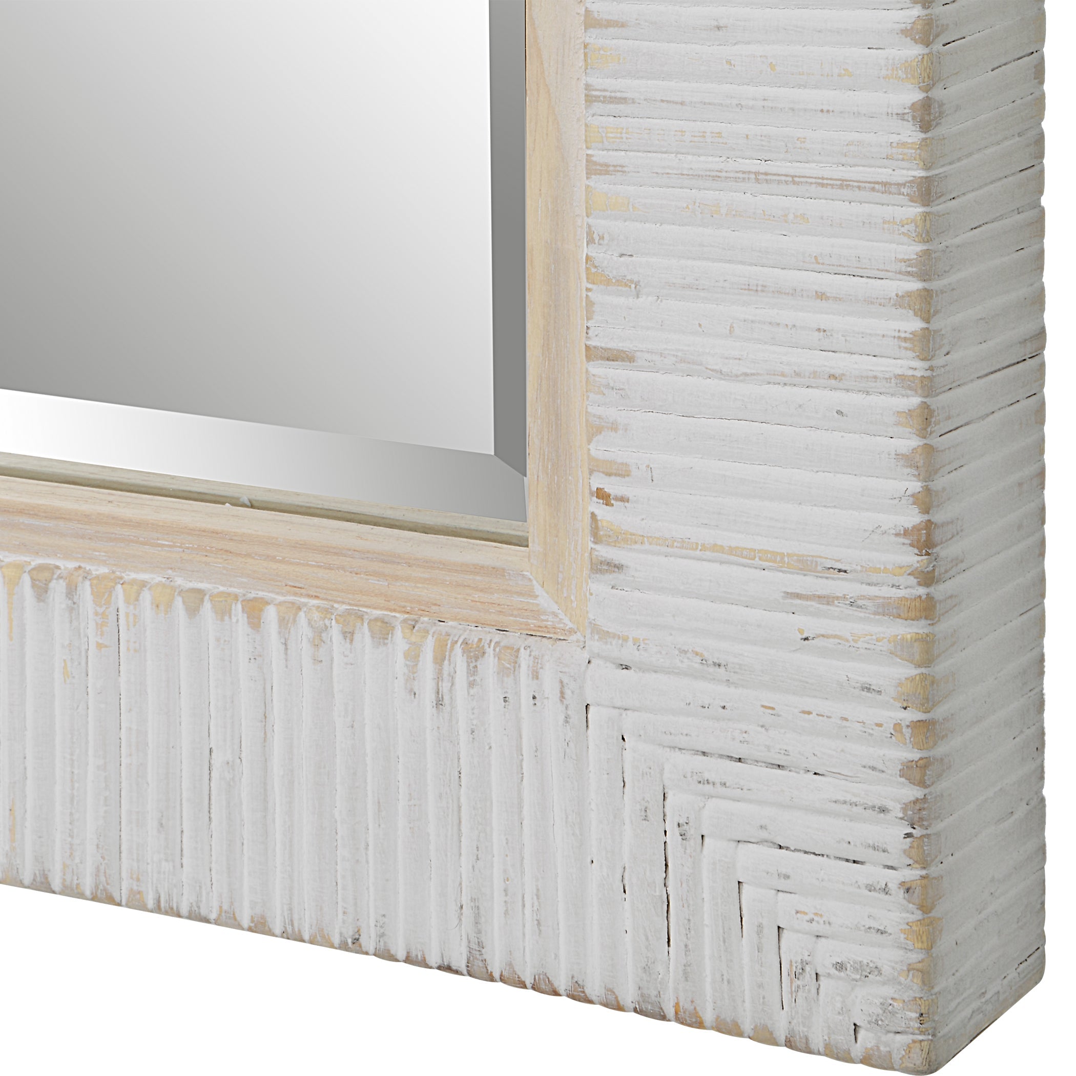 Cape Whitewashed Rattan Mirror – Coastal Style, Oak Inner Liner