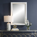 Miroir en rotin Coastal – Cadre blanchi, Doublure intérieure en chêne, Biseau de 3,2 cm