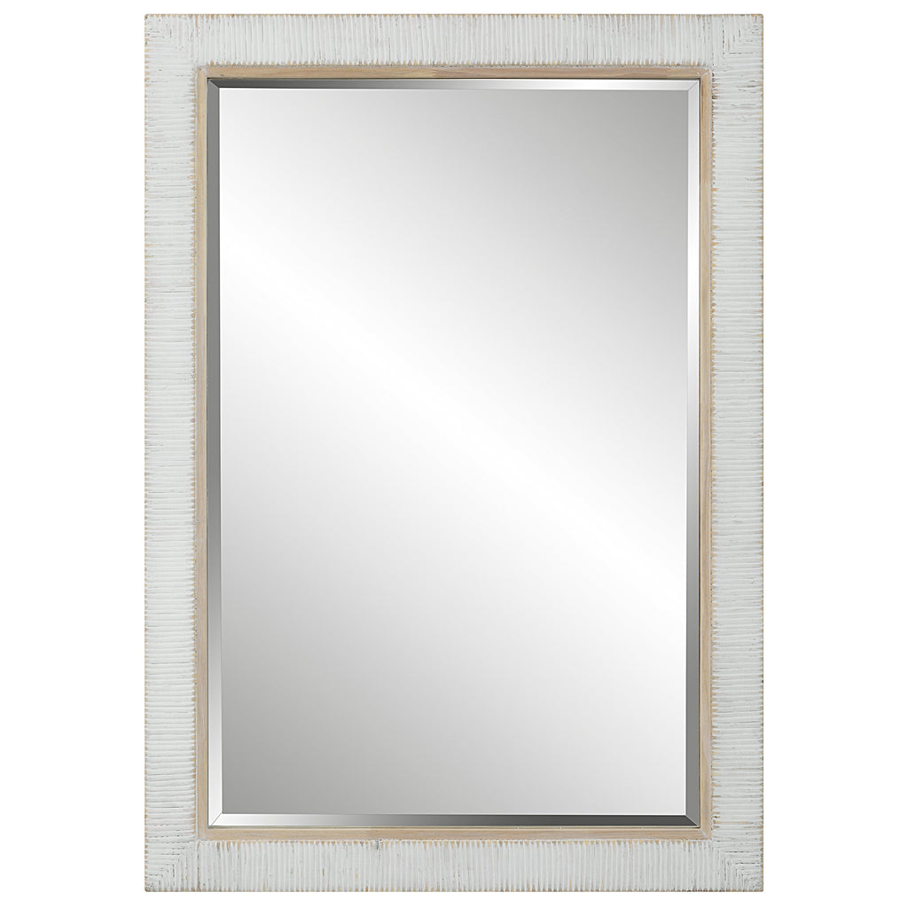 Cape Whitewashed Rattan Mirror – Coastal Style, Oak Inner Liner