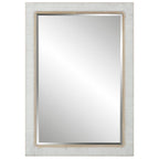 Miroir en rotin Coastal – Cadre blanchi, Doublure intérieure en chêne, Biseau de 3,2 cm