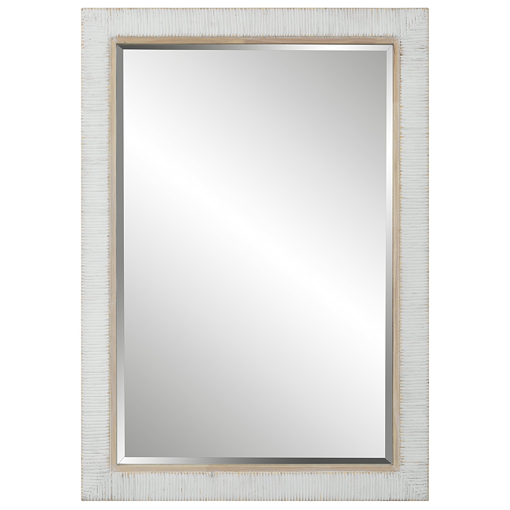 Cape Whitewashed Rattan Mirror – Coastal Style, Oak Inner Liner