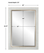 Miroir en rotin Coastal – Cadre blanchi, Doublure intérieure en chêne, Biseau de 3,2 cm